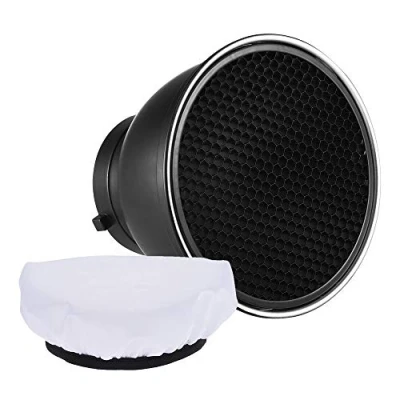 Afbeelding van Andoer 7 &quot;standaard reflector diffusor lampenkap schotel met 60 honingraat rooster witte zachte doek voor Bowens Mount Studio stroboscoop flitslicht Speedlite