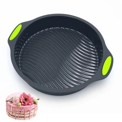 Afbeelding van NCOALE Cakevorm, rond, 22 cm, siliconen bakvorm, anti aanbaklaag, bakvormen, BPA vrij, lekvrij, taartvorm voor gelaagde cake, cheesecakes en regenboogcake (donkergrijs)