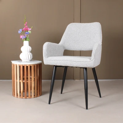 Afbeelding van DS4U Lenon eetkamerstoel bouclé 2.0 grijs Boucle