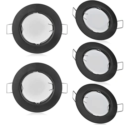 Afbeelding van Lex Collective LED GU10 module inbouwspot set 3W inbouwlamp plafondspot zwart rond dimbaar 230V 55mm boring (set van 5 warm wit)