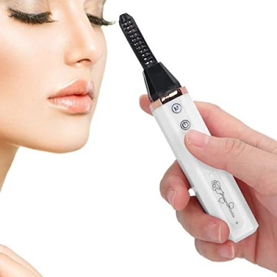 Afbeelding van Verwarmde wimperkruller, USB professionele elektrische wimperkruller met kam 3 temperatuurversnellingen Draagbare, langdurige wimperkruller(wit)