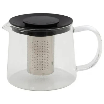 Afbeelding van Point Virgule Theepot Met infuser Glas RVS Zwart 600ml