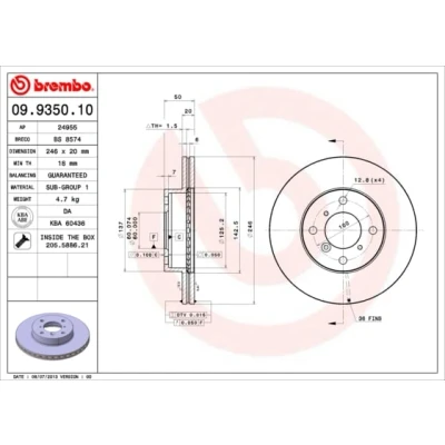 Afbeelding van Brembo Remschijf 09.9350.10