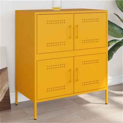 Afbeelding van Dressoir 68x39x79 cm staal mosterdgeel