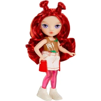 Afbeelding van Rainbow High Littles Regenboog Fantasie Feeën &amp; Huisdier Appel, Rood 14cm Posable Kleine Pop Hert met Verwisselbare Fee Vleugels, Schattig Cadeau voor Kinderen 4+