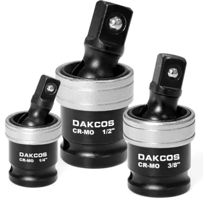 Afbeelding van DAKCOS Impact universele scharnierkogel draaimechanisme set, 3 delig kogelveer ontwerp van 1/4&quot;, 3/8&quot; en 1/2&quot;, Drive CR MO U