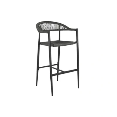 Afbeelding van Kruk Home ESPRIT Zwart Donker grijs Aluminium Rotan 52 x 55 105 cm