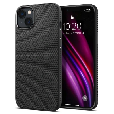 Afbeelding van Apple iPhone 14 Hoesje Siliconen en TPU (zacht) Spigen Softcase/Backcover Zwart Telefoonhoesje Shockproof/Valbescherming