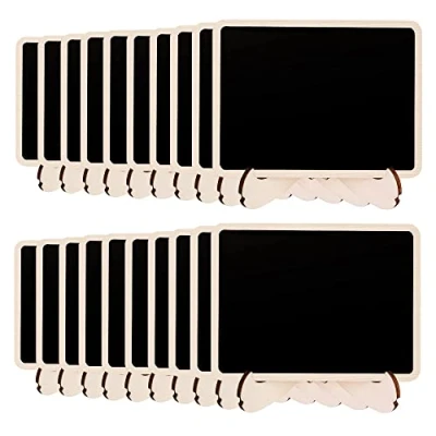 Afbeelding van Amazon Basics Krijtbordjes op standaard, hout, 20 stuks, zwart