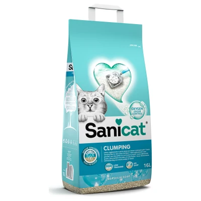 Afbeelding van Sanicat Clumping + Marsella Soap Kattenbakvulling 16 l