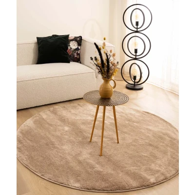 Afbeelding van Velours Vloerkleed Rond Flair Beige 200 Cm