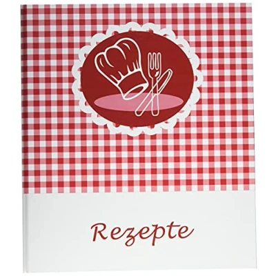 Afbeelding van Receptringboek, kookmuts, kookboek om zelf te schrijven, A5, 4 rings, rood wit