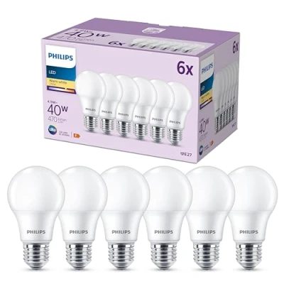 Afbeelding van Philips LED Lamp Mat 40 W E27 Warmwit licht 6 stuks