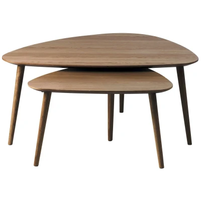 Afbeelding van Hygge Interiors Adda Gerookt Eiken Salontafel Set Driehoek