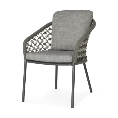 Afbeelding van Suns Nappa Dining Stoel Macrame Carbon Grey Light Antracite