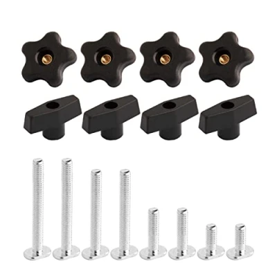 Afbeelding van POWERTEC 71121 T Track Knopset met schroefdraadknoppen en 5/16&quot; 18 bouten voor houtbewerkingsmallen armaturen 16 delige set