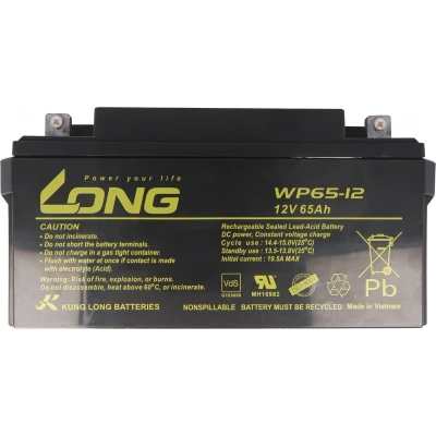 Afbeelding van Kung Long WP65 12 F4 VdS lood vlies accu, 12V, 65Ah, M6 schroefaansluiting