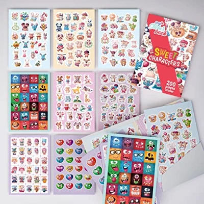 Afbeelding van colortouch Sticker Set, 200 Stuks Stickers voor Kinderen, Meisjes en tieners, Veel Verschillende ontwerpen Album, Boek Laptop, Planner, Mappen