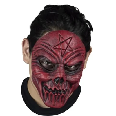 Afbeelding van Partychimp Bezeten Griezel Rood Gezichtsmasker Eng Horror Masker voor bij Halloween Kostuum Volwassenen Carnaval Latex One size