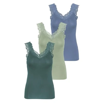Afbeelding van PIECES Dames Pcbarbera Lace Noos Bc Top, 1 x Desert Sage, Balsem Green, China Blue, S