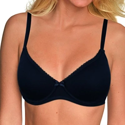 Afbeelding van Nur Die Traumzachte beugelbeha, bijzonder zachte modalvezel, gevoerde cups voor een natuurlijk push up effect, delicate kant dames, zwart, 80B