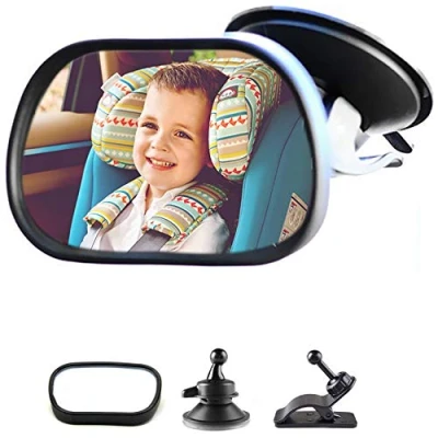 Afbeelding van Autobabyspiegel, achteruitkijkspiegel voor babykinderen, Baby kinderzitje met zuignappen en beugel, verstelbare auto achteruitkijkzitje Babyveiligheidsspiegel