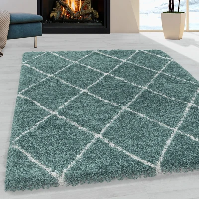 Afbeelding van Berber vloerkleed Agadir Lines Blauw/Creme 140x200cm Adana Carpets