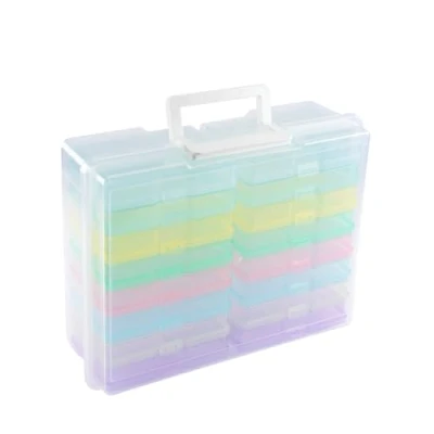 Afbeelding van Vaessen Creative Opbergdoos met Deksel van 37,50 x 30 13 cm 16 Doosjes 17 12 3 in 8 Kleuren Transparante Sorteerdoos voor Kaarten Maken, Scrapbooking, Sieraden Maken