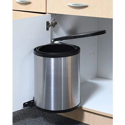 Afbeelding van Spetebo Roestvrijstalen inbouw vuilnisemmer, 12 liter, afvalemmer, zwenkemmer, afvalbak, keuken