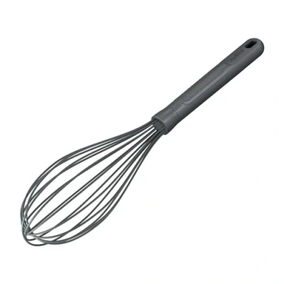 Afbeelding van Zyliss E980240 Grote siliconen handgarde, duurzaam handvat van tarwestro, ballongarde met hittebestendige kop, geschikt voor kookgerei antiaanbaklaag, Beluga grijs, 30,5 cm x 6,5
