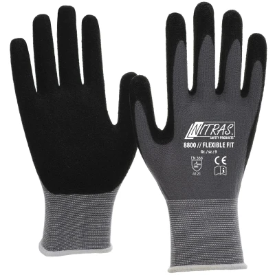 Afbeelding van NITRAS 8800 Flexibele Fit Allround handschoenen, tuinhandschoenen, hoge slijtvastheid, zeer goede grip, VPE 12 paar, maat: 8, zwart/grijs