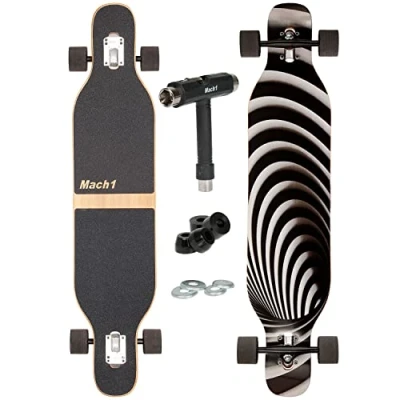 Afbeelding van Camber Longboard met keramische kogellagers in Flex1 Drop Through Cruiser Freeride Skaten compleet board T tool