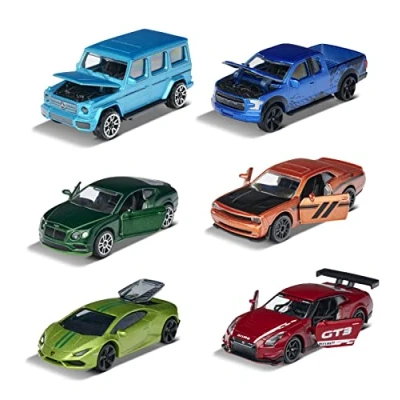 Afbeelding van Majorette 212054024Q01 Limited Edition 7 Mat chroom metalen speelgoedauto&#039;s, met gratis wiel en openingsonderdelen, inclusief verzamelkaart, Modelli Assortiti, 1 eenheid