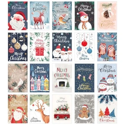 Afbeelding van Edition Seidel Set van 20 exclusieve premium kerstkaarten met envelop. Dubbele kaarten/vouwkaarten Kerstkaart Ansichtkaart
