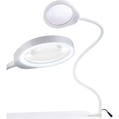Afbeelding van Loeplamp Vergrootglas met LED verlichting Voor Kinderen/Volwassenen/Senioren/Lezen/Tekenen/Hobby Tafelklem Earkings Wit