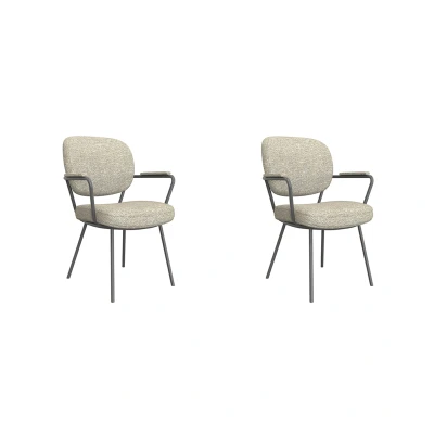 Afbeelding van Label51 Lausanne eetkamerstoel bouclé naturel/zwart Boucle