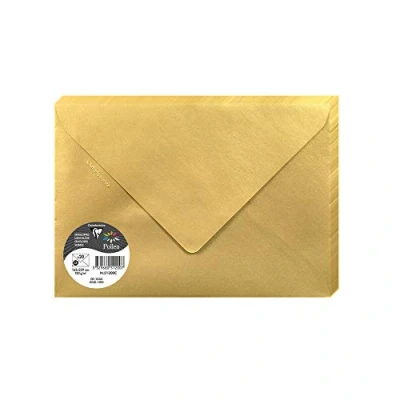 Afbeelding van Clairefontaine Ref 51200C Pollen iriserende enveloppen (Pack van 20) C5 in grootte, 120gsm papier, geschikt voor gebruik met inkjet of laser printers goud