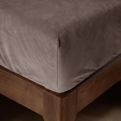 Afbeelding van Hoeslaken Velvet 160 x 200 cm Taupe Koopjedeal.nl Altijd de beste deal