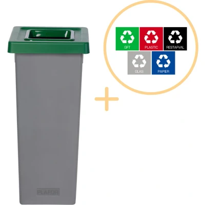Afbeelding van Plafor Fit Bin Prullenbak voor afvalscheiding 53L, Grijs/Groen