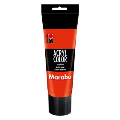 Afbeelding van Marabu 12010025006 Acryl Color vermiljoenrood 225 ml, crèmige acrylverf op waterbasis, sneldrogend, lichtecht, waterbestendig, om aan te brengen met kwast en spons canvas, papier hout