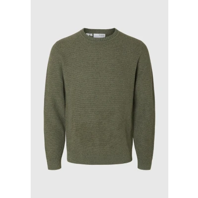 Afbeelding van Selected Homme Slhross Structure CREW NECK Trui, Heren, Maat: Small, Deep forestdetail vetiver twist