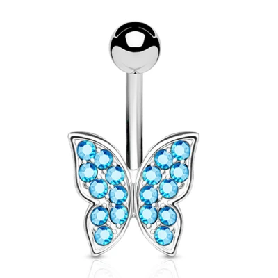 Afbeelding van Navelpiercing vlinder aqua