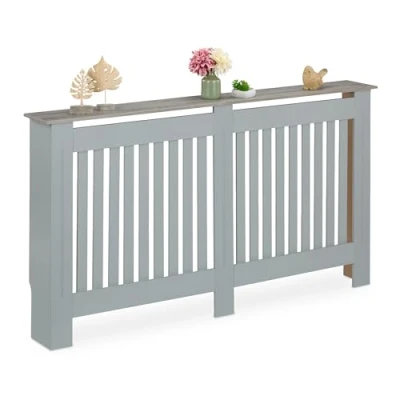 Afbeelding van radiatormbouw 83x152x19 cm landelijk met plank grijs