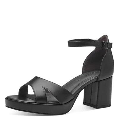 Afbeelding van Jana Softline 8 28367 42 001 Damessandalen, zwart, comfortabele extra brede alledaagse schoen, feestelijk, elegant met hak, 37 EU Breed