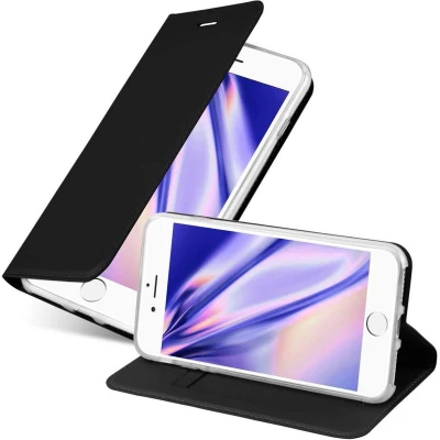 Afbeelding van Cadorabo Hoesje geschikt voor Apple iPhone 7 / 7S 8 SE 2020 in CLASSY ZWART Beschermhoes met magnetische sluiting, standfunctie en kaartvakje Book Case Cover Etui