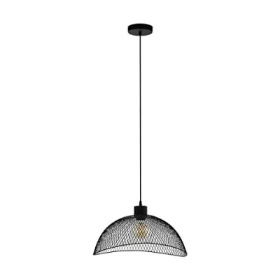 Afbeelding van EGLO Hanglamp Pompeya Metalen kap gevlochten, zwart, vintage, Hygge, Boho, 1 fitting