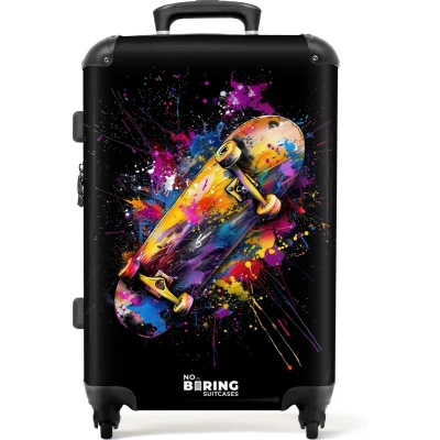 Afbeelding van NoBoringSuitcases.com® Koffer groot Rolkoffer lichtgewicht Skateboard met graffiti Reiskoffer 4 wielen Grote trolley XL 20 kg bagage