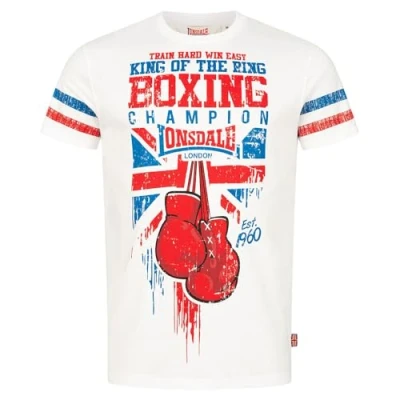 Afbeelding van Lonsdale Normale Passform Crugmeer Tshirt print, Heren, Maat: XL, White red blue