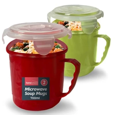 Afbeelding van 2 stuks soepcontainers met deksels, magnetronbestendige soepbeker deksel, 700 ml, magnetronbakjes, vaatwasmachinebestendig, soepbeker, magnetronbestendig, voor thuis en op kantoor, lekvrije