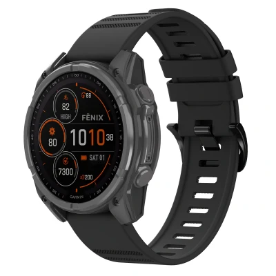 Afbeelding van QuickFit Stripe Siliconenbandje voor de Garmin Watch 22 mm aansluiting Zwart imoshion bandje Geschikt Fenix 6 / Pro,